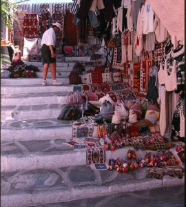 Shops in the Plaka utilized every inch of space to display their merchandise.